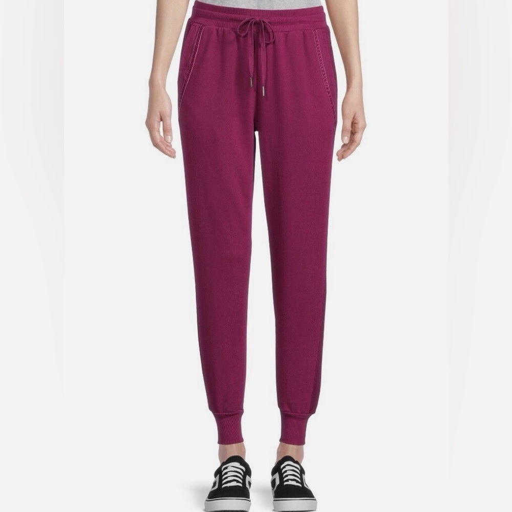 Time and Tru Terry Trim “Raspberry” Track/Jogger Pants